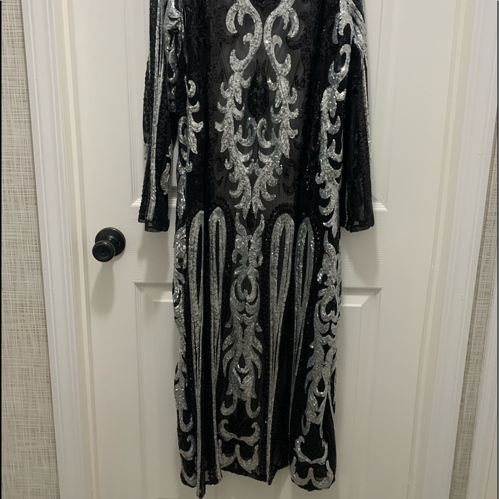 SFC(Southern Fried Chics) Royal Sequin Duster Long Sleeve- Silver and Black